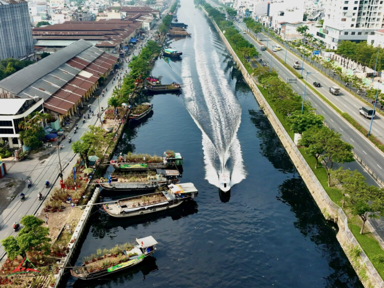 Floating Market on river in Saigon City