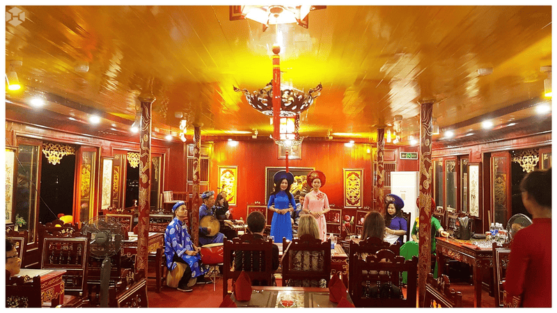 Enjoying Hue royal music on the Perfume River