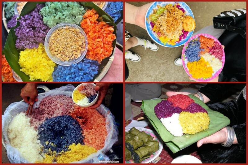 Five-color sticky rice is sticky rice dyed with natural ingredients
