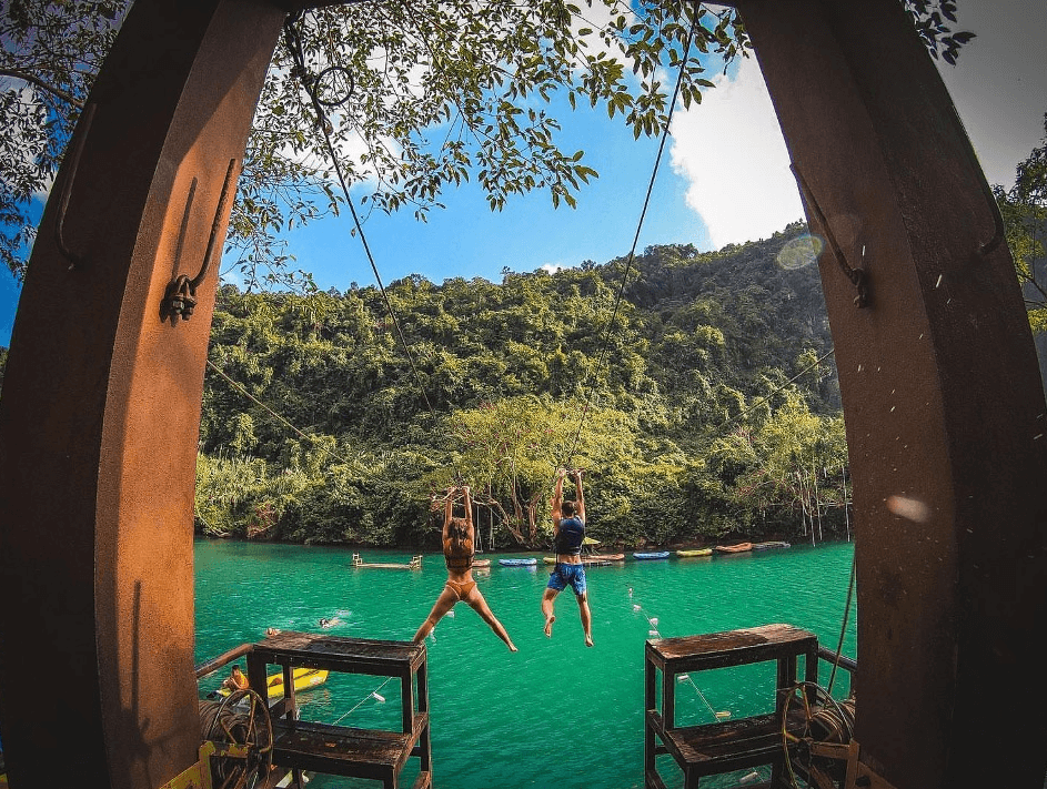 This 400-meter zipline carries you straight to the cave’s entrance