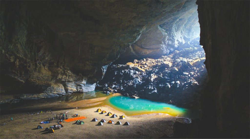 Camp overnight about 700 meters inside the cave