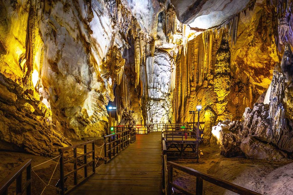 The cave’s stalactites and stalagmites have been formed over millions of years
