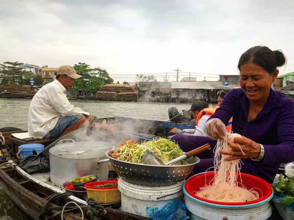 Grab breakfast on a boat with bún riêu or bún mắm