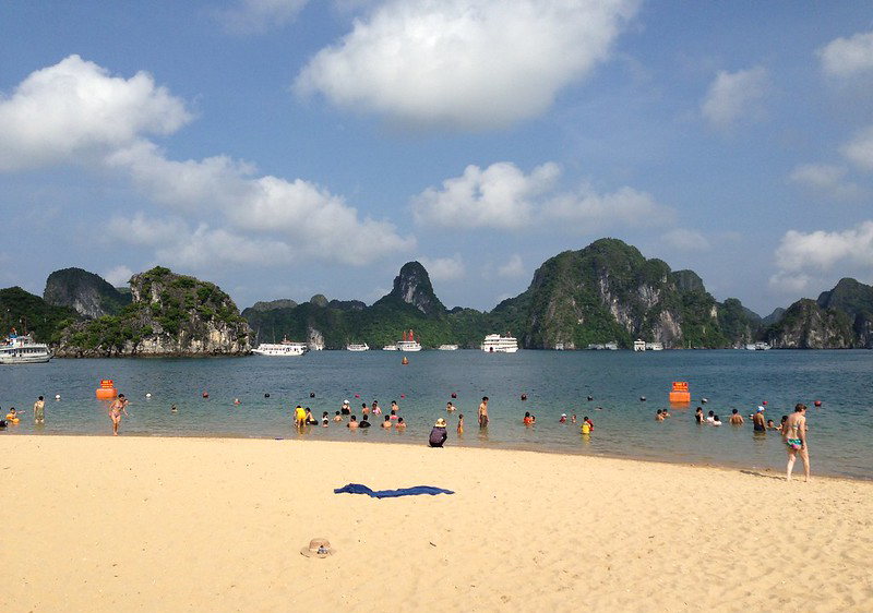 Tuan Chau Island features two beautiful artificial beaches